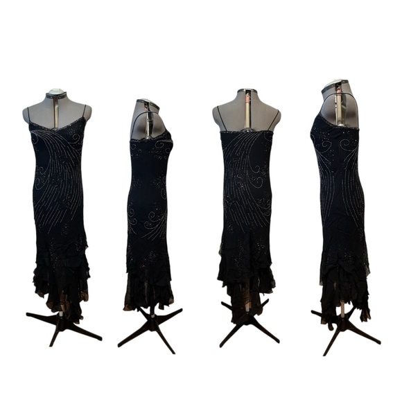 Jora Collection Silk Beaded Spaghetti Strap Formal Dress - Picture 14 of 16